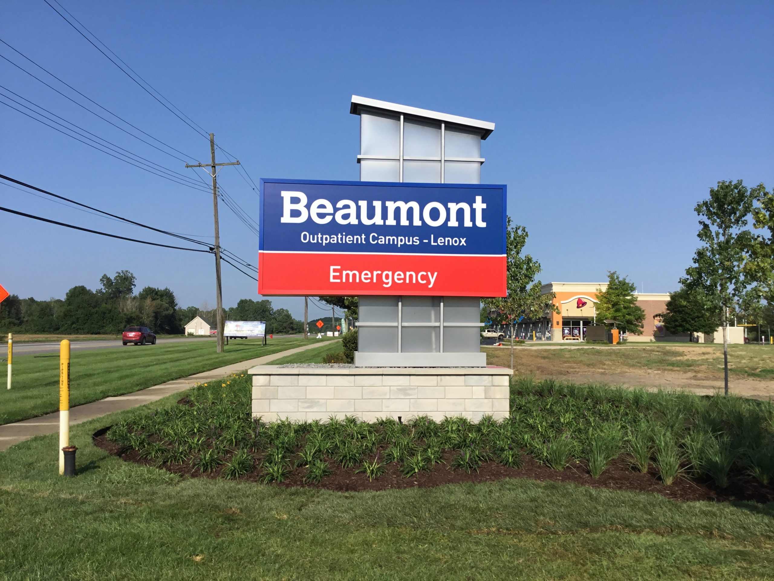 Beaumont monument sign in Lenox, MI