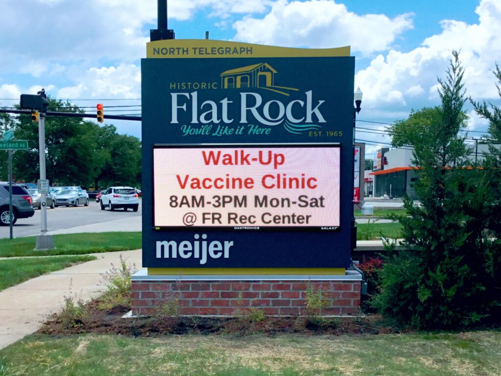 Flat Rock DDA monument sign with electronic message center in Flat Rock, MI