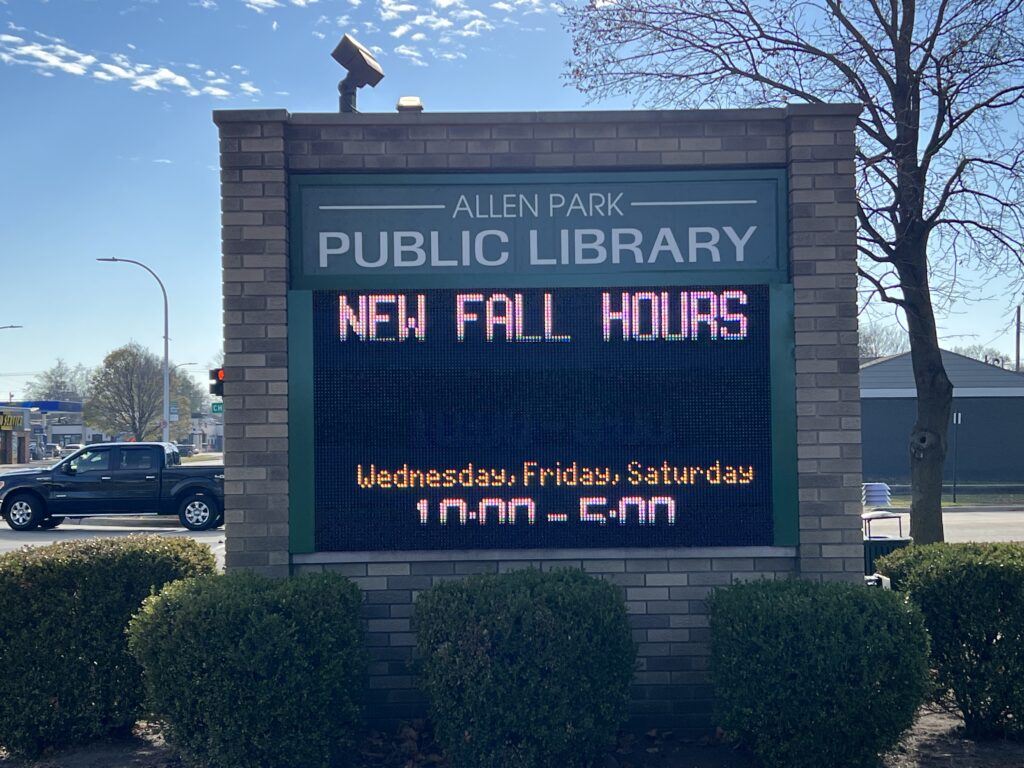 Allen Park Library EMC monument sign in Allen Park, MI