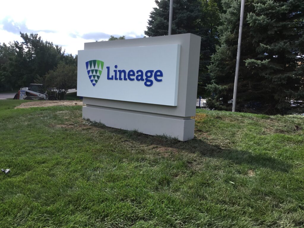 Lineage Logistics monument sign in Novi, MI